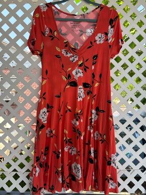 torrid Coral Floral V-Neck Midi Dress